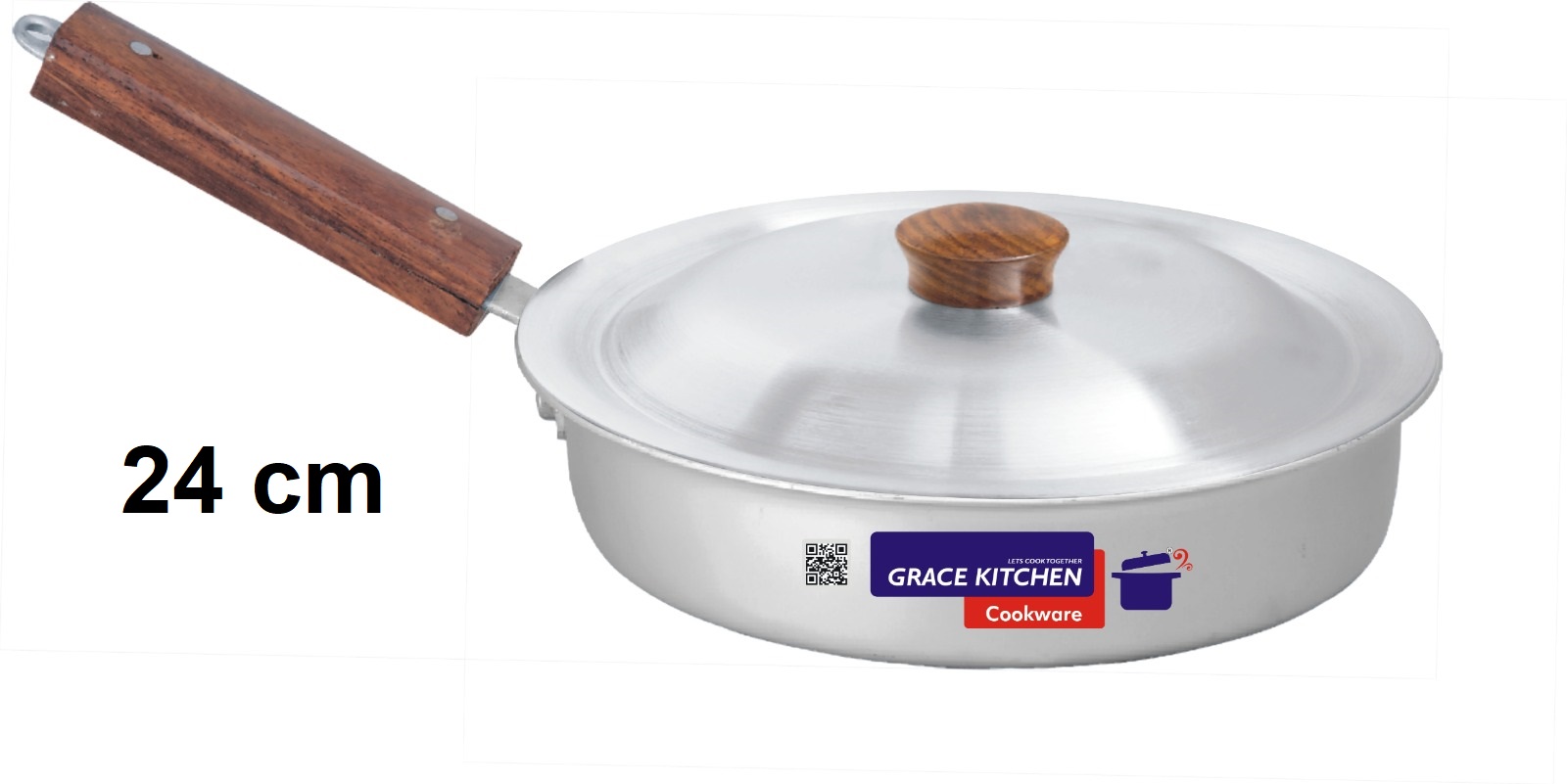 Premium Metal Finish Classic Frypan With Lid 24cm (Shrink Wrapped-Bar Coded)
